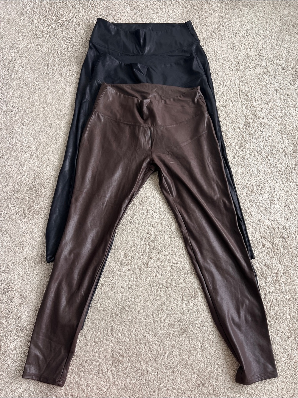 Time and Tru Faux Leather Leggings XL 16-18 Black Brown Lot of 3
